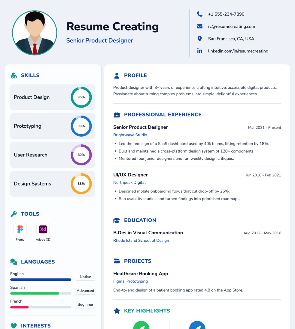 Soft Ring resume template preview