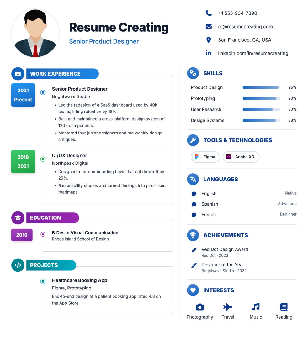 Spectrum Timeline resume template preview