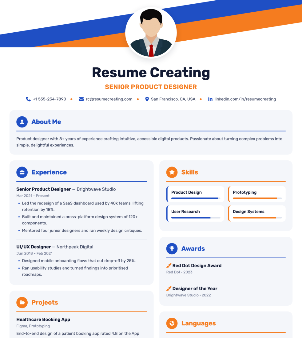 Bento Bright resume template preview