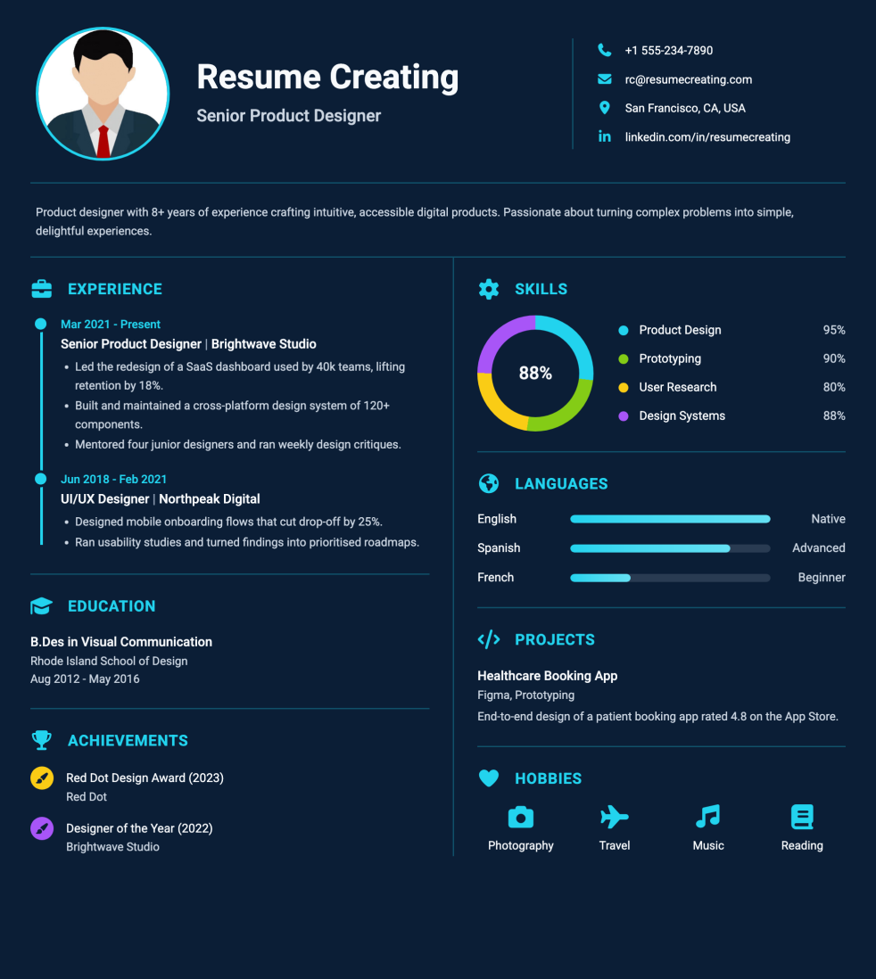 Cyan Pulse resume template preview