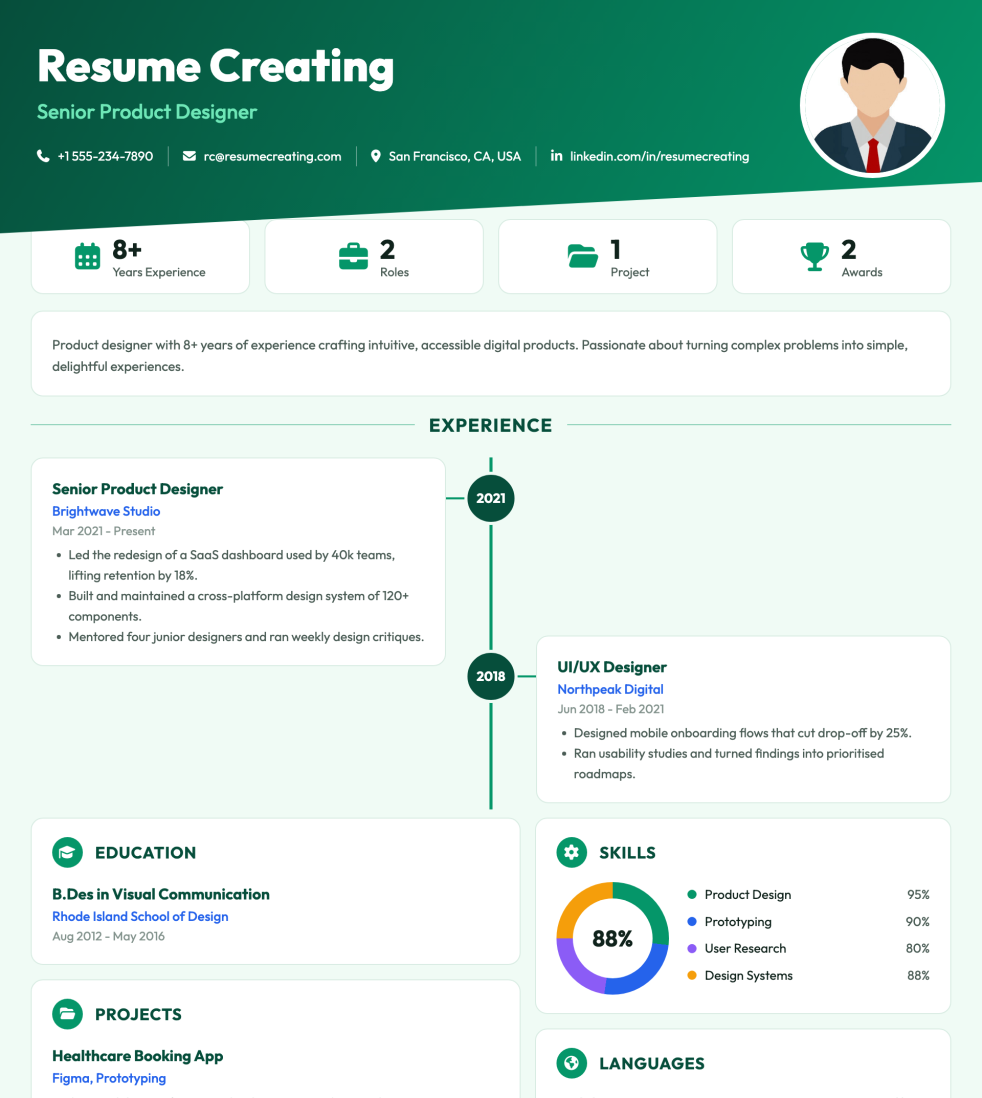 Zigzag Journey resume template preview