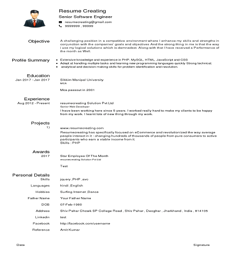 Modern Photo resume template preview