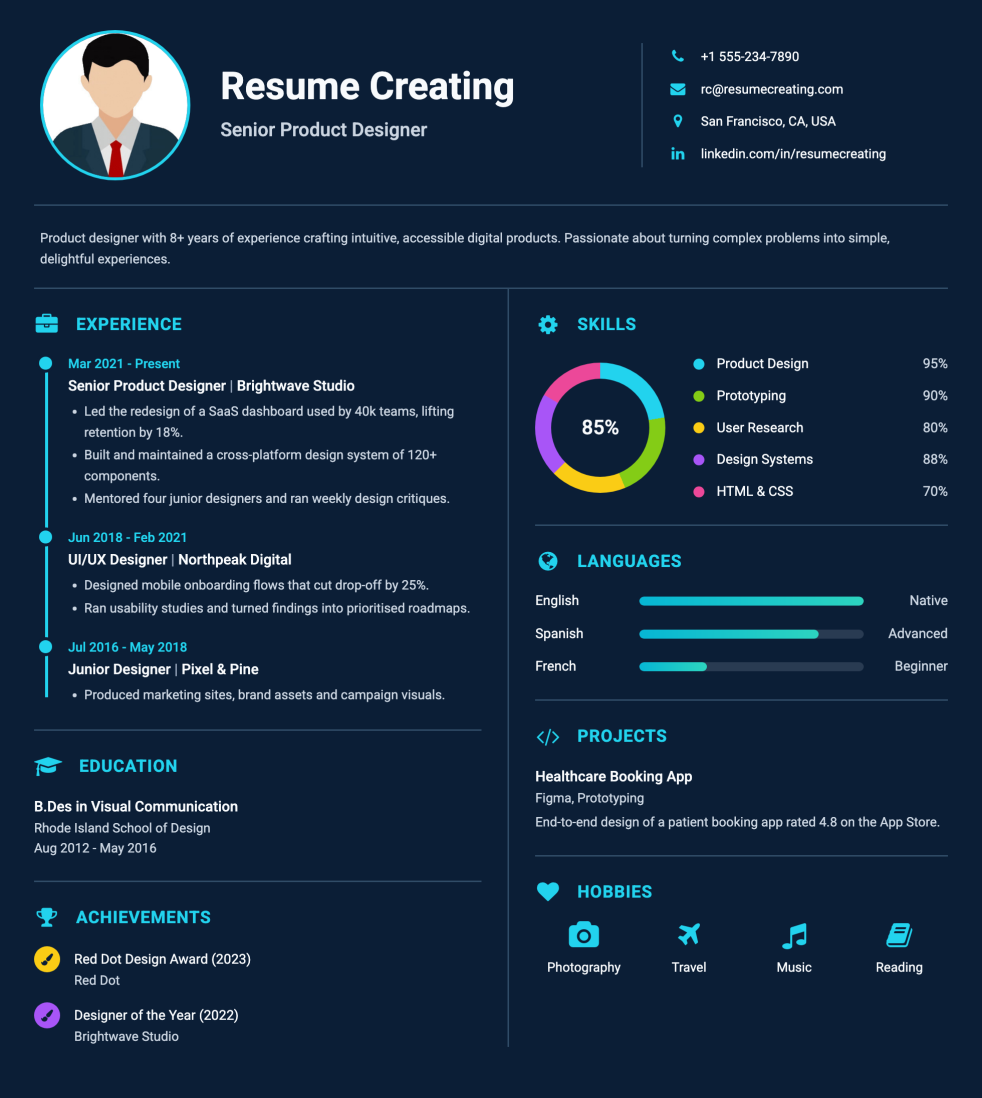 Cyan Pulse resume template preview